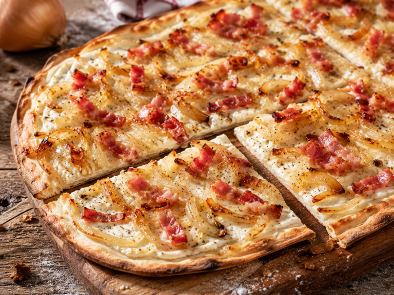 Flammkuchen za 20 minut: Nejrychlejší slaný koláč k vínu, co budete péct pořád dokola