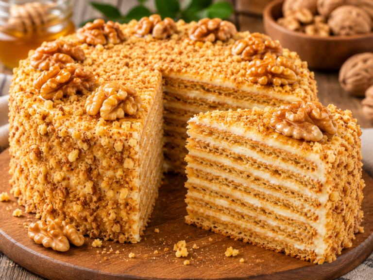 Tento medový dort s ořechy je čirá dokonalost: Recept, který vás dostane na první sousto
